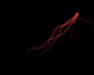 Realistic lightning isolated on black background. Natural light effect, bright glowing. Magic red thunderstorm, for design element - 701554138