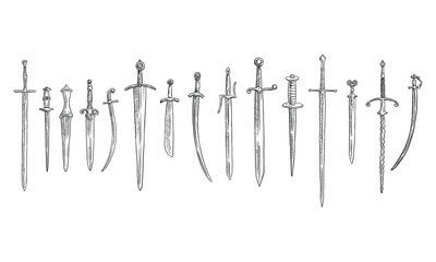 medieval sword handdrawn collection