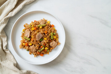 pork fried rice on white plate