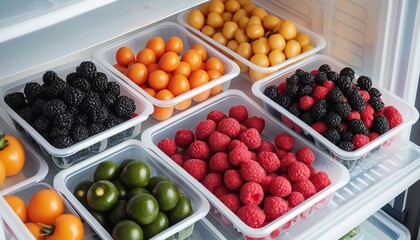 Organized Nutrition: Berries and Vegetables in the Refrigerator