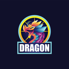 Dragon illustration colorful logo 