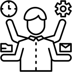 Multitasking Icon. Multi Task Workload Pictogram Graphic Illustration. Isolated Simple Line Icon For Infographic, App and Web Button.