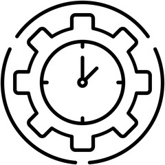 Effective Icon. Gear Check Solution Pictogram Graphic Illustration. Isolated Simple Line Icon For Infographic, App and Web Button.