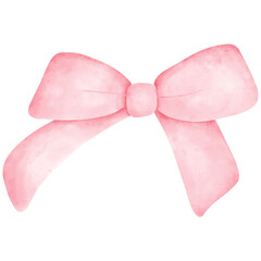 Hand-Drawn Elements Pink Bow and Ribbon Watercolor