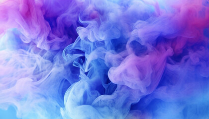 Fototapeta premium Vibrantly colored smoke clouds, Intense and varied smoke in blue and purple