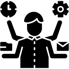 Multitasking Icon. Multi Task Workload Pictogram Graphic Illustration. Isolated Simple Solid Icon For Infographic, App and Web Button.