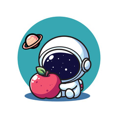 cute apple astronaut vector design