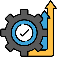 Effective Icon. Gear Check Solution Pictogram Graphic Illustration. Isolated Simple Filled Line Icon For Infographic, App and Web Button.
