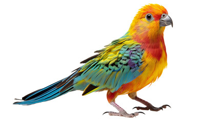 A vibrant parrot stands out against the darkness of a black background, its striking feathers and sharp beak embodying the beauty and wildness of nature