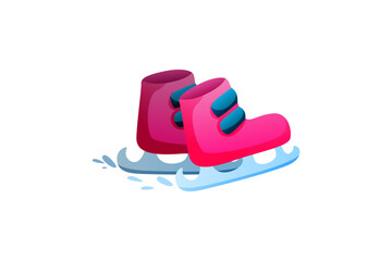 Pink Ice Skates Winter Sticker