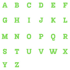 English alphabet in different colors and different styles