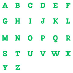 English alphabet in different colors and different styles