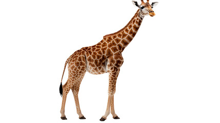 A majestic giraffe towers over the darkness, a symbol of strength and grace in the wild world of terrestrial animals