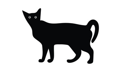 Cat Vector isolated silhouette - on white background,Instant Digital Download.