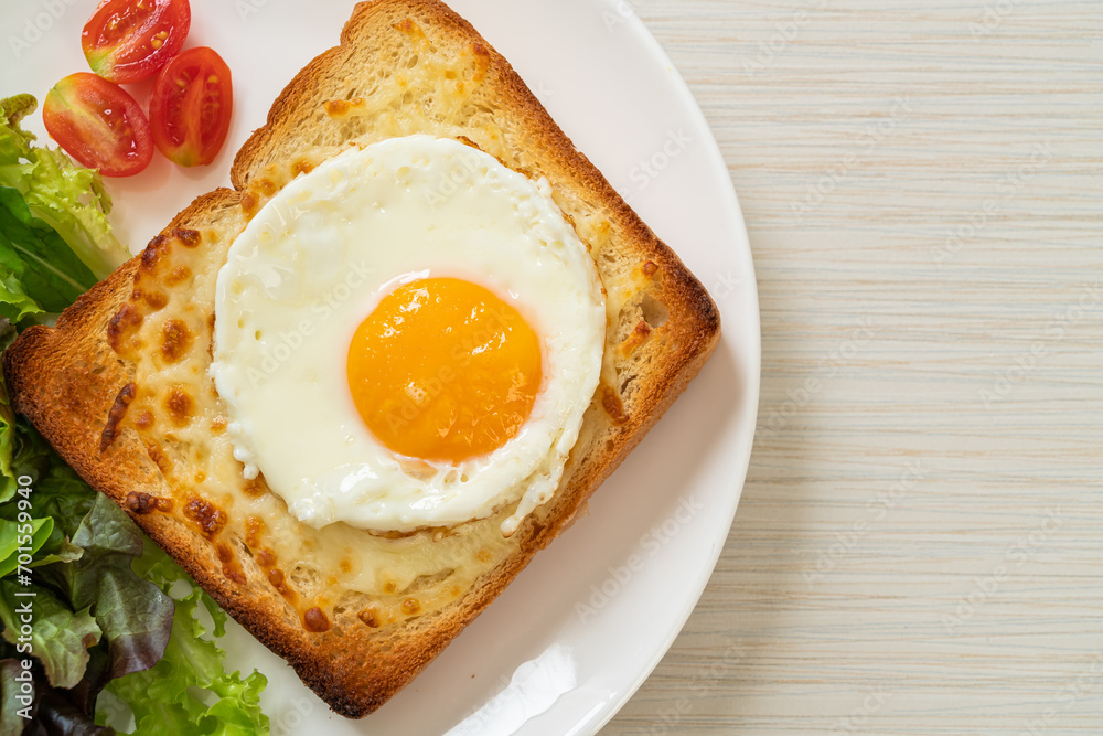 Wall mural bread toasted with cheese and fried egg