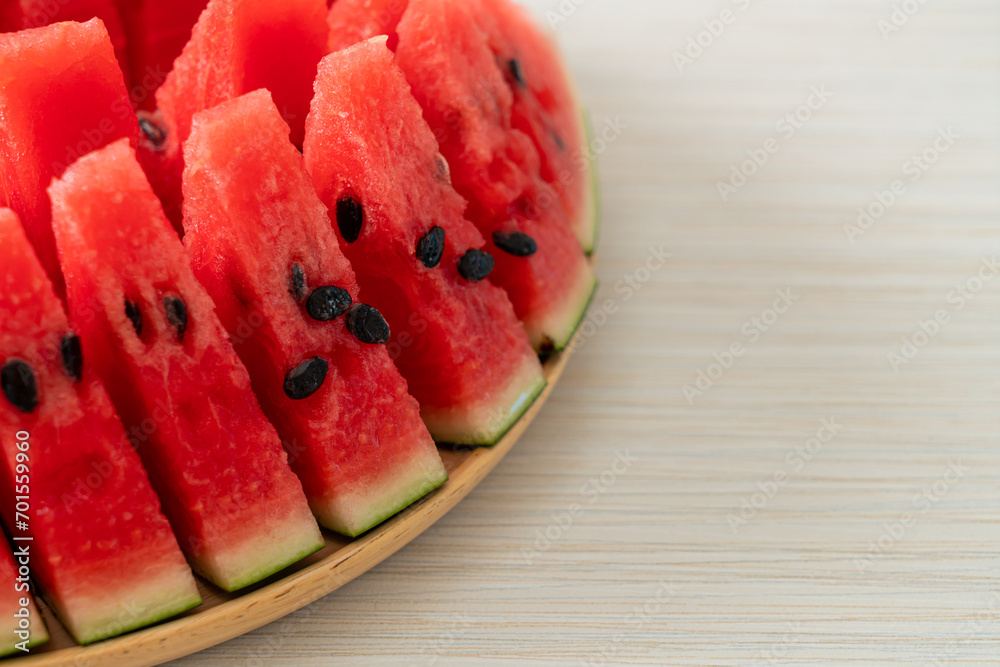 Wall mural fresh watermelon sliced on plate