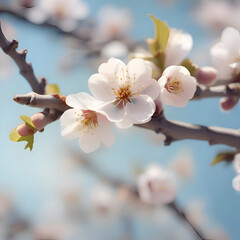 Branches of blossoming apricot. - obrazy, fototapety, plakaty