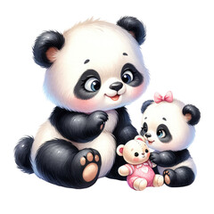 Watercolor style nursery baby shower panda newborn clipart
