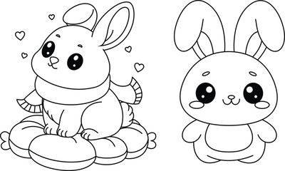 Cute Bunnys Cartoon Coloring Page