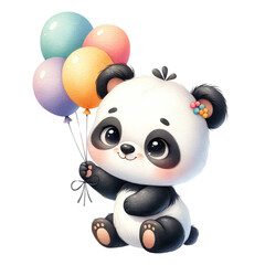 Fototapeta premium Watercolor style nursery baby shower panda newborn clipart