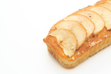 apple loaf crumbled cake on white background