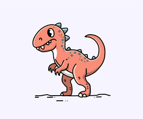vector cute dinosaur illustration, cartoon flat isolated