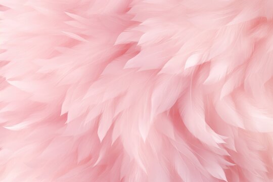 Beautiful flamingos feathers background in pastel pink and purple colors. Closeup vertical image of colorful fluffy feather. Minimal abstract composition with place for text. Copy space
