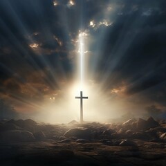 Christian Cross Backlit by Miraculous Light