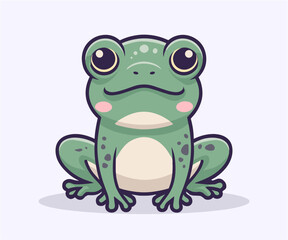 vector cute frog illustration, cartoon flat isolated