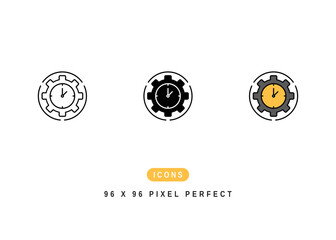 Effective Icon. Gear Check Solution Pictogram Graphic Illustration. Isolated Simple Line Icon For Infographic, App and Web Button.