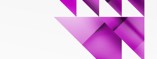 Vivid abstraction unfolds. Triangles in seamless harmony, composing dynamic geometric backdrop. Interplay of angles and hues forms captivating tapestry, evoking modernity and artistic allure
