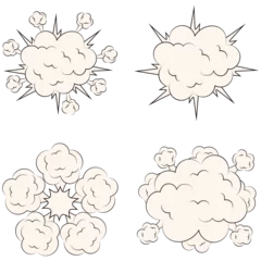 Gordijnen Set of Different Comics Explosion Clouds. Isolated On White Background. Vector Icon. © Denu Studios