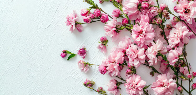 pink flowers on a white background