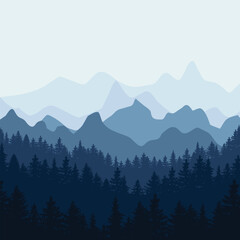 Forest trees mountains background