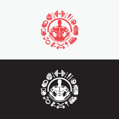 Naklejka premium Gym logo,workout logo,dumbell logo,crossfit logo,fitness logo template