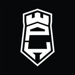 PH Letter Logo monogram hexagon shield shape up and down with crown castle isolated style design