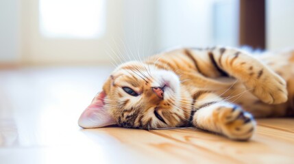 A charming orange cat is captured in various states, from sleeping peacefully to smiling joyfully, in these beautiful photographs.