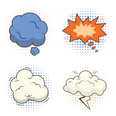 Meubelstickers Comic Dynamic Icon Set. In Different Design and Shapes. Vector Illustration. © Denu Studios
