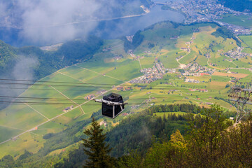 Gondola of Stanserhorn cabrio cable car to Stanserhorn mountain in Switzerland