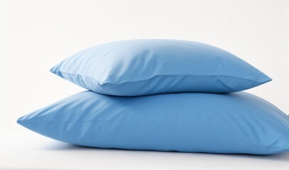 Fototapeta na wymiar Blue pillows on plain white background from AI Generative
