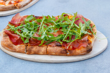 Tasty pinsa on a table