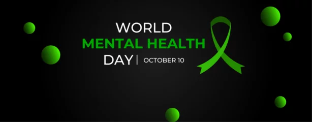Fotobehang World Mental Health day is observed every year on October 10, A mental illness is a health problem that significantly affects how a person feels, thinks, behaves, brain, health care, disorder, signs. © Umar