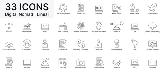 Nomadic Essentials: Digital Nomad Icon Pack for Remote Work and Travel Lifestyle