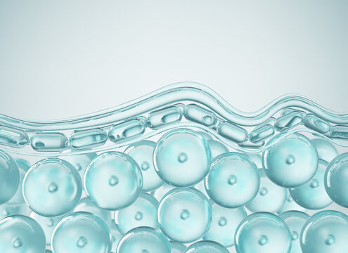 saggy skin layer and skin cells, 3D rendering.