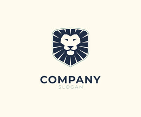 Fototapeta premium Lion logo design. Lion head shiel logo template