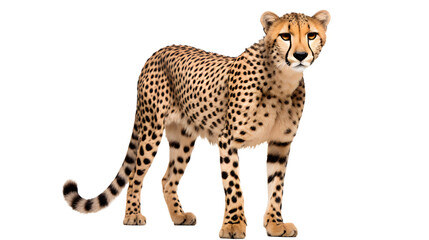 A sleek cheetah stands proud against a dark canvas, embodying the wild spirit of the savannah with its powerful snout and fierce gaze