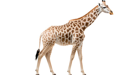 Graceful giraffe stands tall against a dark canvas, showcasing the beauty and majesty of this magnificent terrestrial mammal