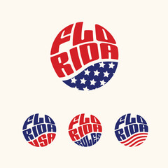 Florida USA patriotic sticker or button set. Vector illustration for travel stickers, political badges, t-shirts. - 701571776