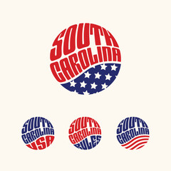 South Carolina USA patriotic sticker or button set. Vector illustration for travel stickers, political badges, t-shirts.