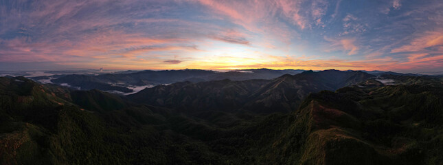 Top view Landscape of Morning Mist with Mountain Layer. Maneepruek  nan thailand